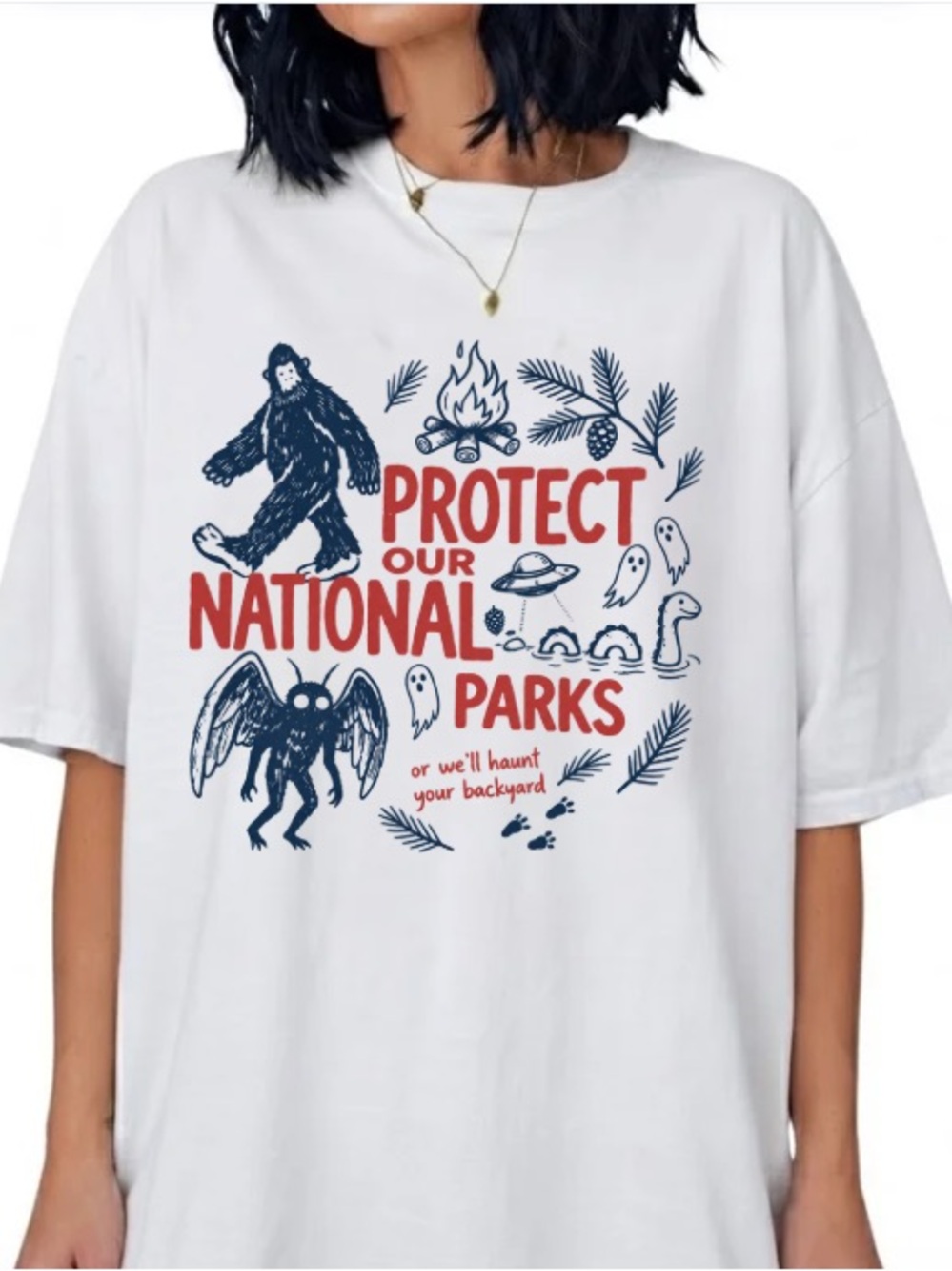 Protect Our National Parks Bigfoot Mothman UFO Loch Ness Monster Vintage T-Shirt